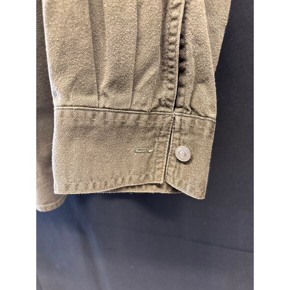 90s Levi’s Button Down Denim Shirt Army Green XL Big & Tall - Picture 4 of 6